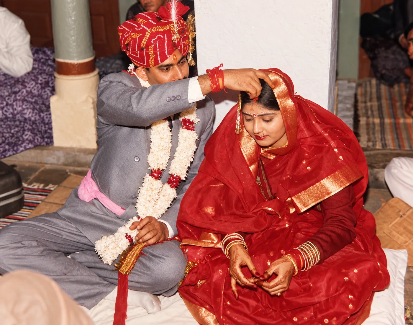 The couple during a ceremony in their early years
